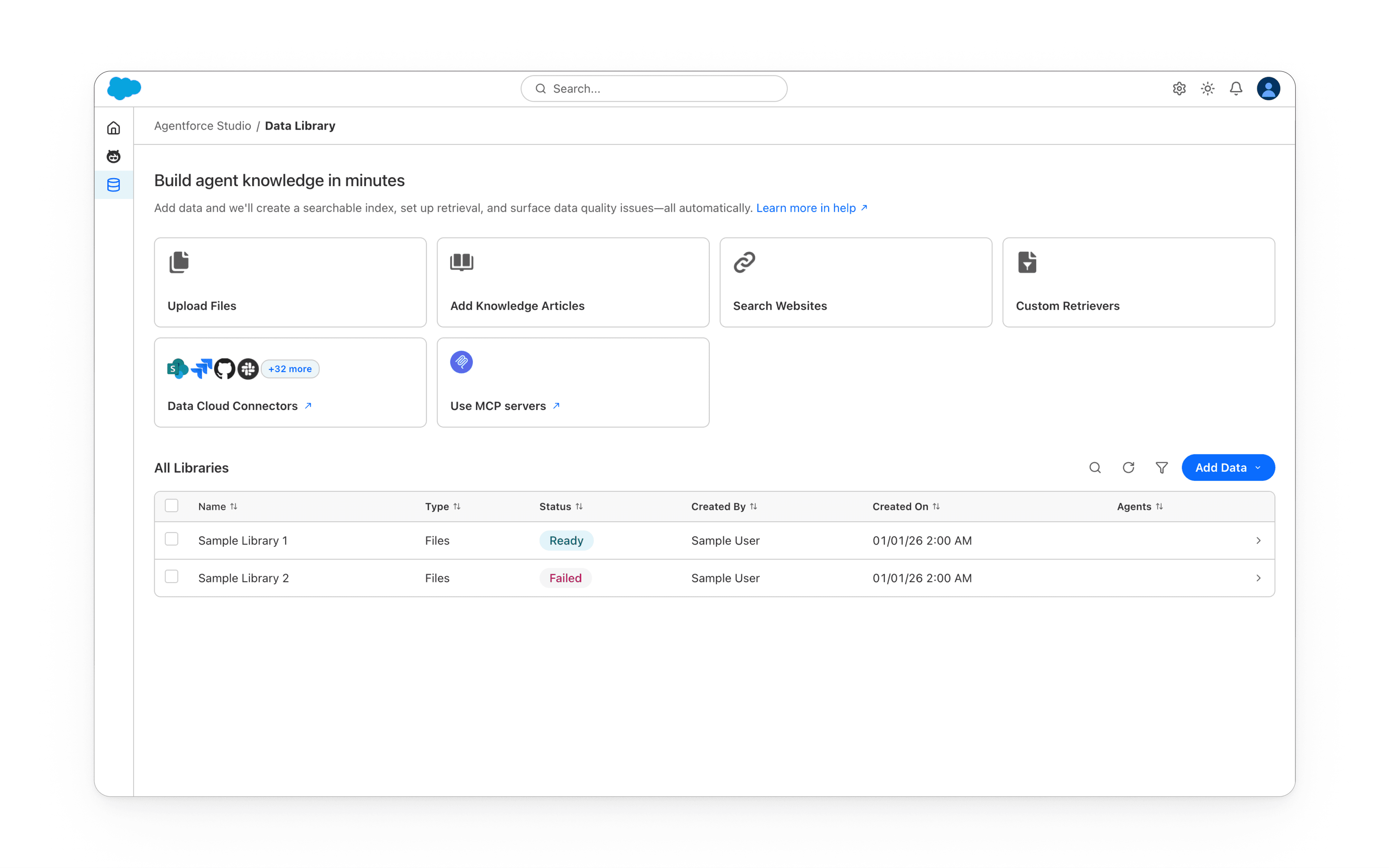 Connect your data — Data Library home page