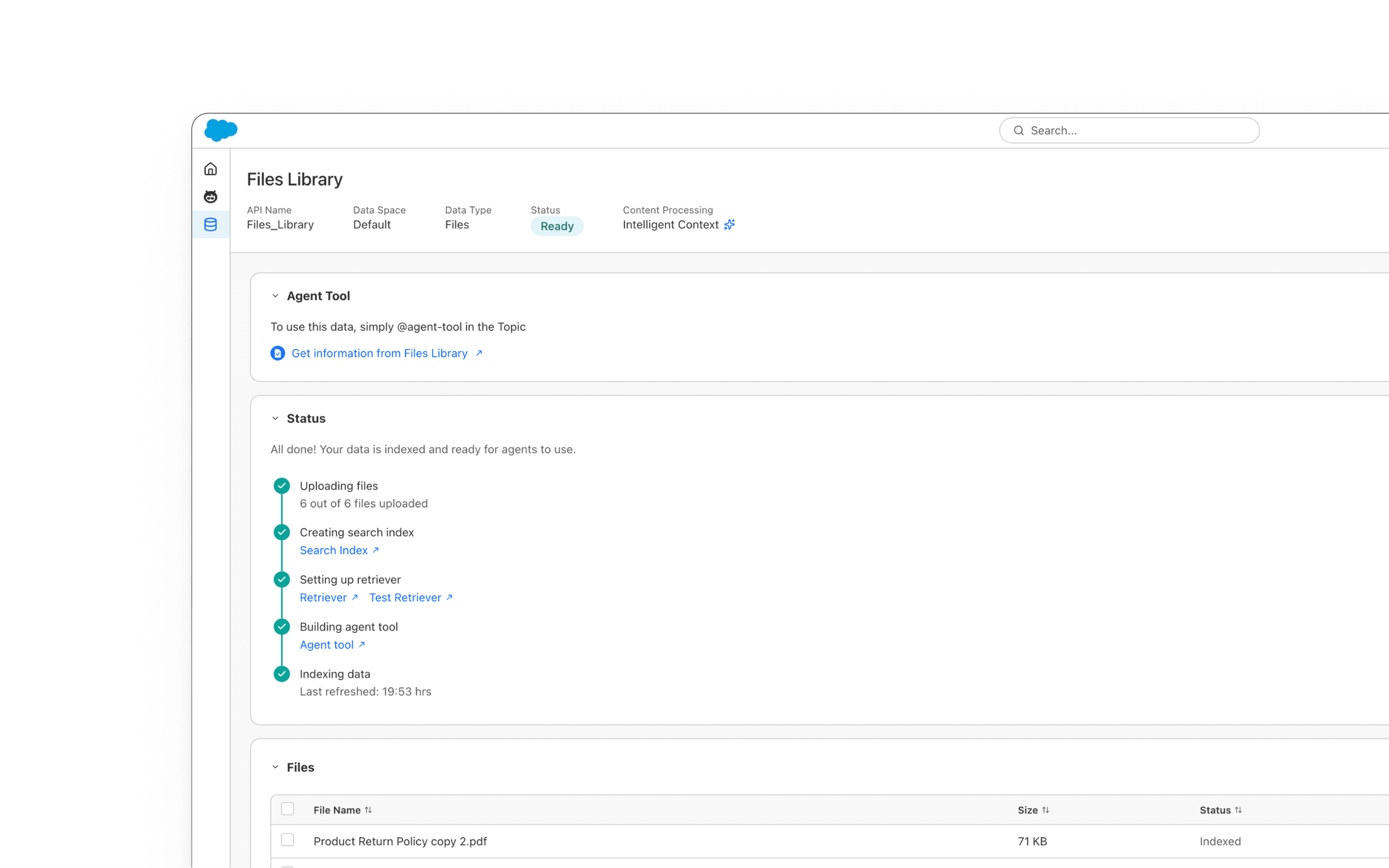 Status card showing data pipeline transparency